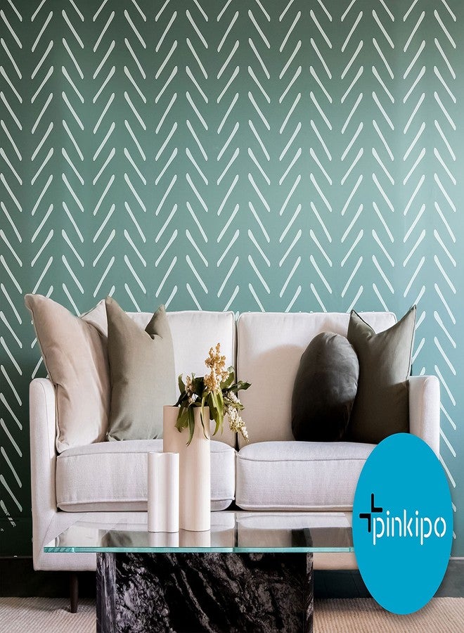 PINKIPO , Hand-Drawn Herringbone, (16"x40") XL Stencil, Large Wall Stencil, Modern Geometric Wall Stencils for Painting, Stencils for Walls, Chevron Wall Stencil - Image 5